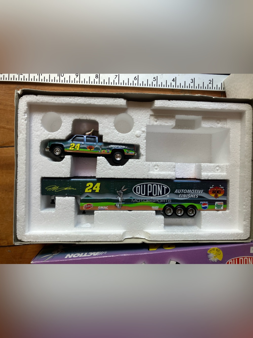 #24 Green Racing Truck and Trailer Toy